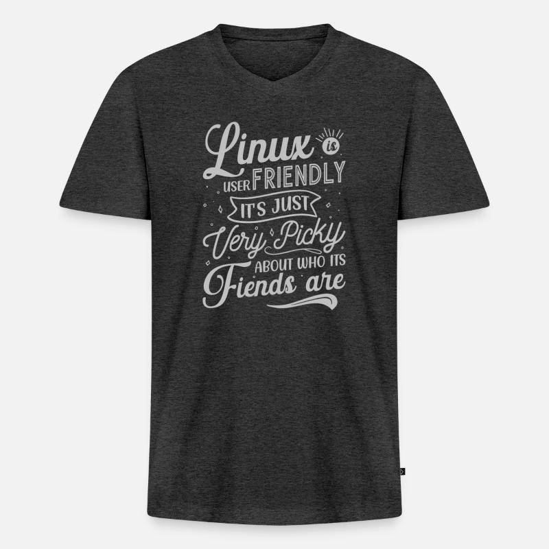 Linux ist benutzerfreundlich - Cloud Computing - Männer Premium Bio T-Shirt mit V-Ausschnitt - Anthrazit meliert