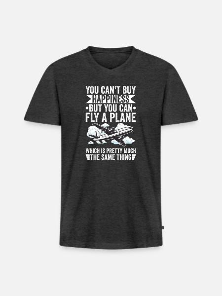 Berufspilot Flugschein Fluglizenz Pilot - Männer Premium Bio T-Shirt mit V-Ausschnitt - Anthrazit meliert