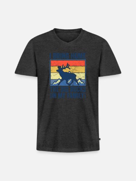 HIrschgeweih Hirschjagd Jagd Jagdsaison - Männer Premium Bio T-Shirt mit V-Ausschnitt - Anthrazit meliert