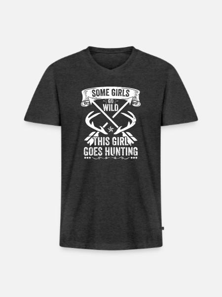 Hirschjagd Jägerin Spruch Jagd - Männer Premium Bio T-Shirt mit V-Ausschnitt - Anthrazit meliert
