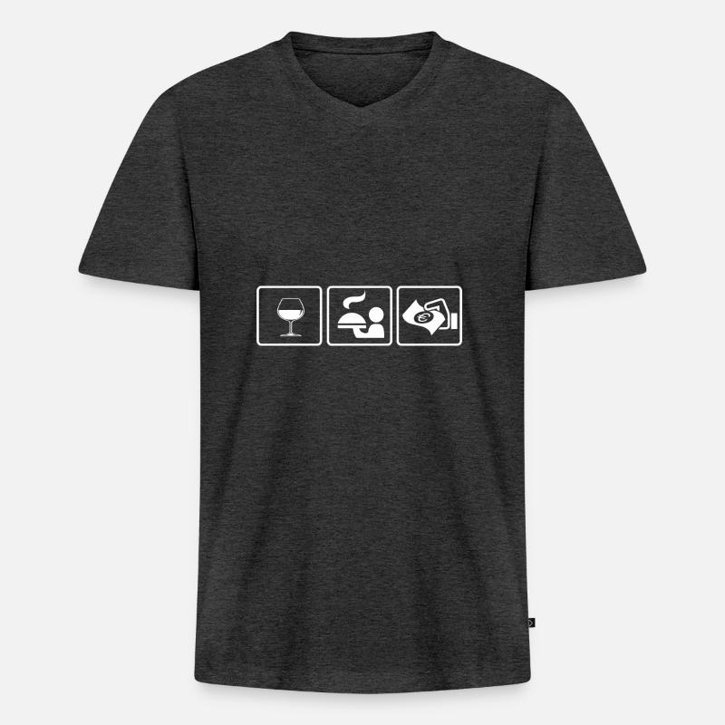 Kellner oder Kellnerin? Die Geschenkidee - Männer Premium Bio T-Shirt mit V-Ausschnitt - Anthrazit meliert