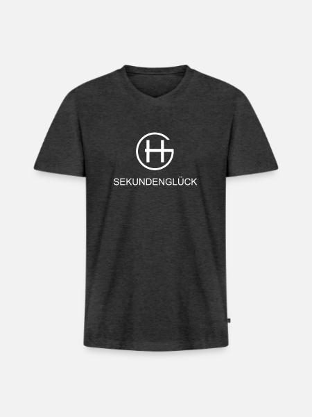 Premium Shirt Sekundenglück - Männer Premium Bio T-Shirt mit V-Ausschnitt - Anthrazit meliert