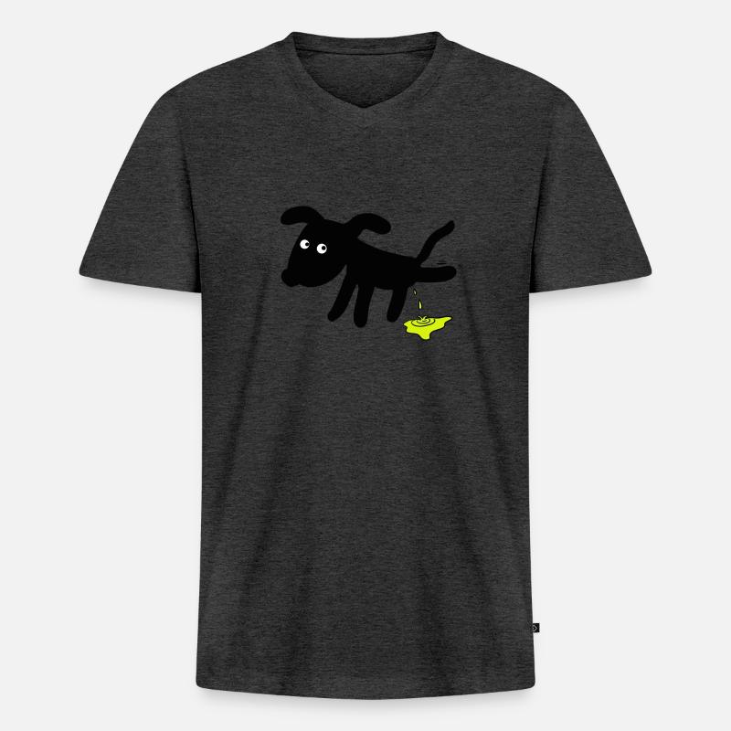Chien chiens - T-shirt encolure en V Premium bio Homme - anthracite chiné