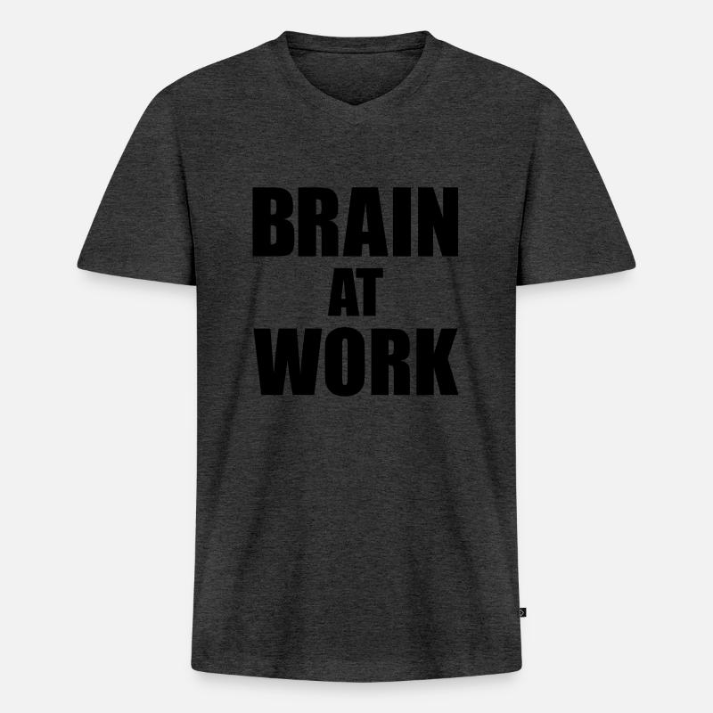 Brain at work - Männer Premium Bio T-Shirt mit V-Ausschnitt - Anthrazit meliert