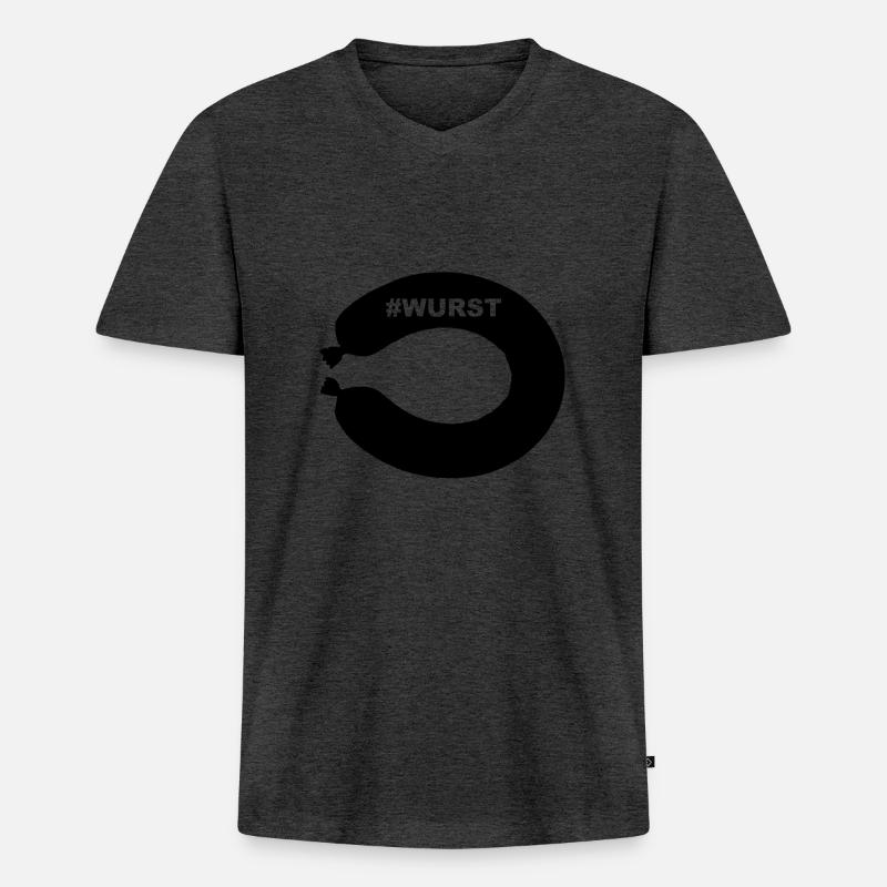 Fleischwurst Geschenk Geschenkidee Idee - Männer Premium Bio T-Shirt mit V-Ausschnitt - Anthrazit meliert