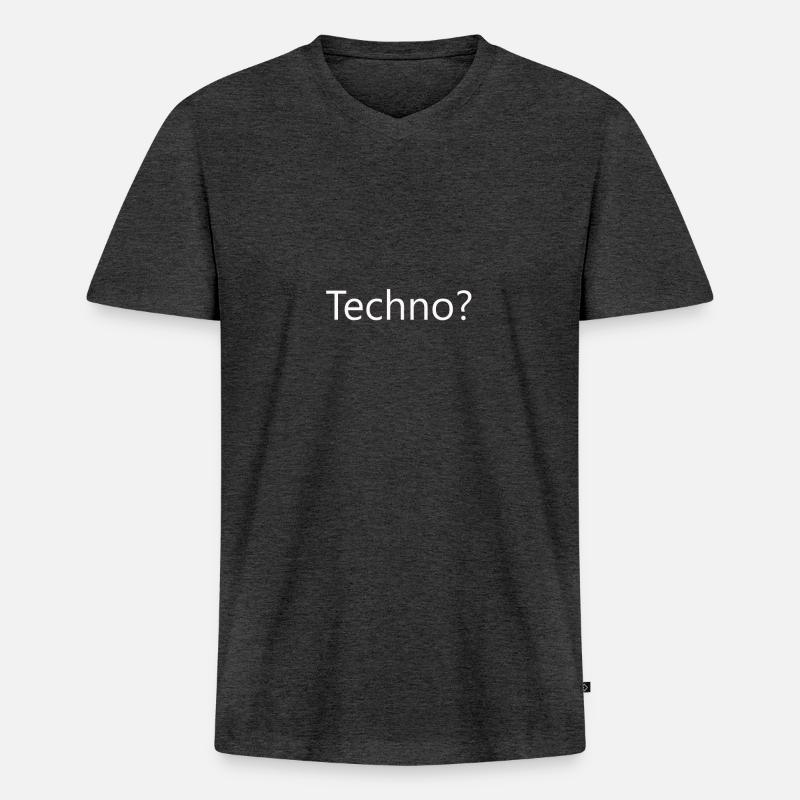 Techno? - Männer Premium Bio T-Shirt mit V-Ausschnitt - Anthrazit meliert