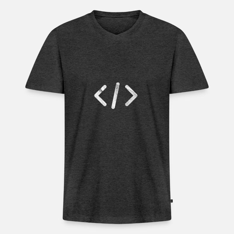 Script Programmer Programming - Men's Premium Organic T-shirt with V-neck - heather anthracite