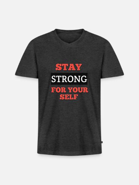 Bleib STARK für dich selbst - Männer Premium Bio T-Shirt mit V-Ausschnitt - Anthrazit meliert