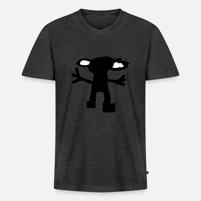 gremlin - Männer Premium Bio T-Shirt mit V-Ausschnitt - Anthrazit meliert
