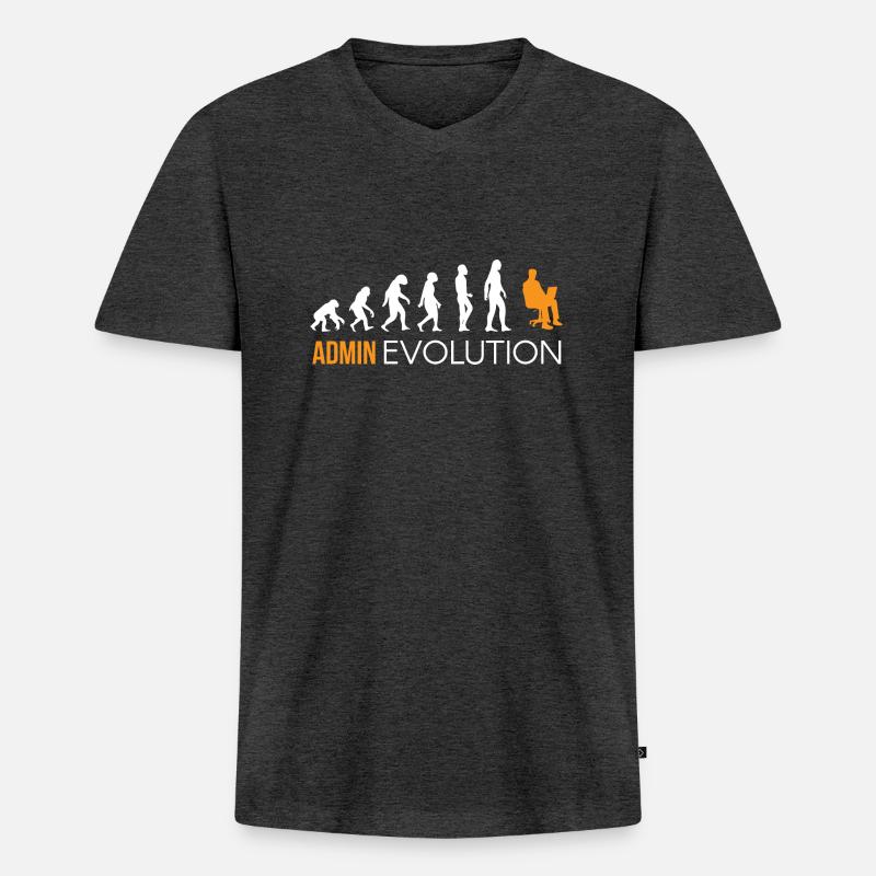 Admin Shirt · EVOLUTION · Geschenk - Männer Premium Bio T-Shirt mit V-Ausschnitt - Anthrazit meliert