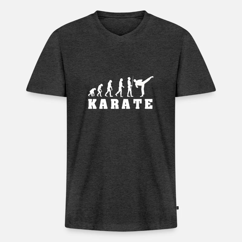 Evolution Karate - Männer Premium Bio T-Shirt mit V-Ausschnitt - Anthrazit meliert