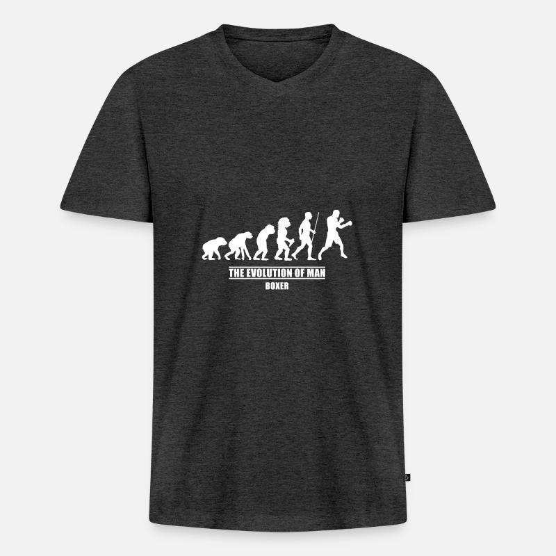 Boxer evolution shirt - Männer Premium Bio T-Shirt mit V-Ausschnitt - Anthrazit meliert