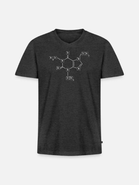 Trash Asset - Coffein [white] - Männer Premium Bio T-Shirt mit V-Ausschnitt - Anthrazit meliert