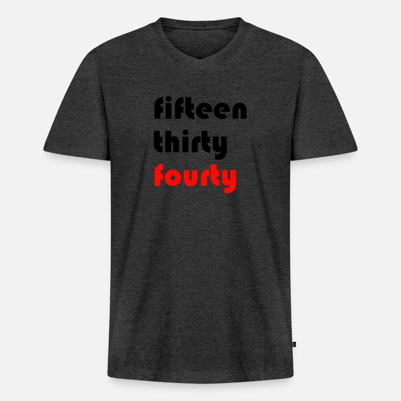 15 30 40 black - Männer Premium Bio T-Shirt mit V-Ausschnitt - Anthrazit meliert
