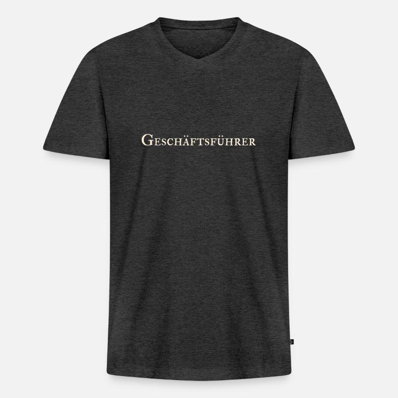 Geschäftsführer - Männer Premium Bio T-Shirt mit V-Ausschnitt - Anthrazit meliert