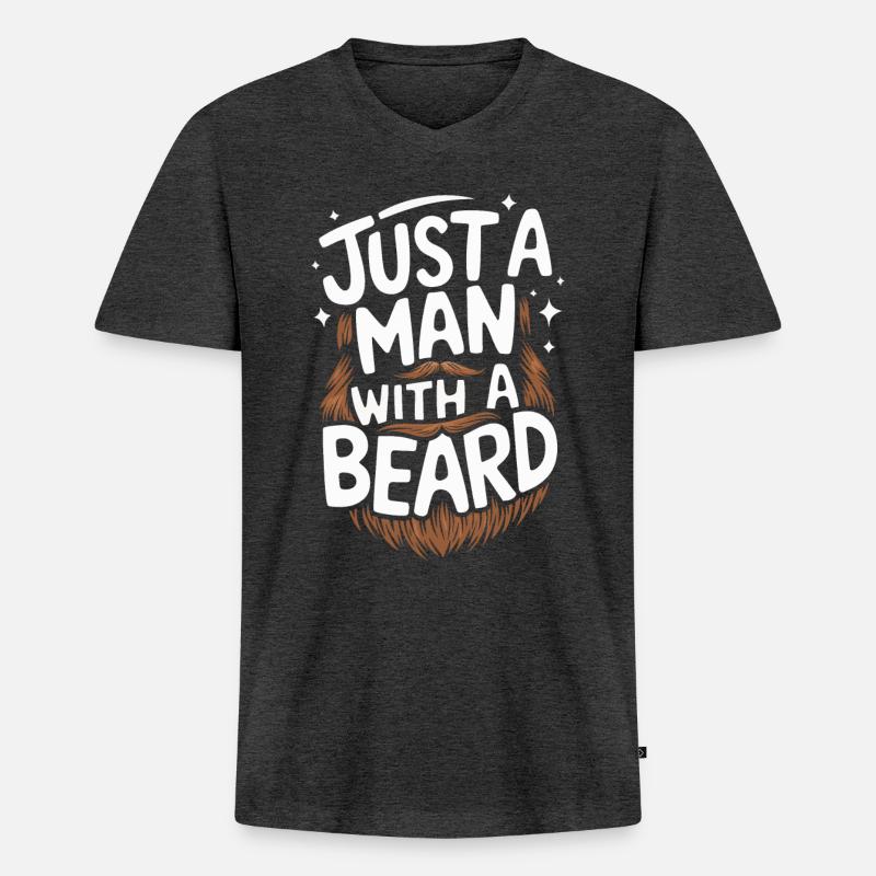 Bart Schnurrbart Bärtige Männer - Männer Premium Bio T-Shirt mit V-Ausschnitt - Anthrazit meliert