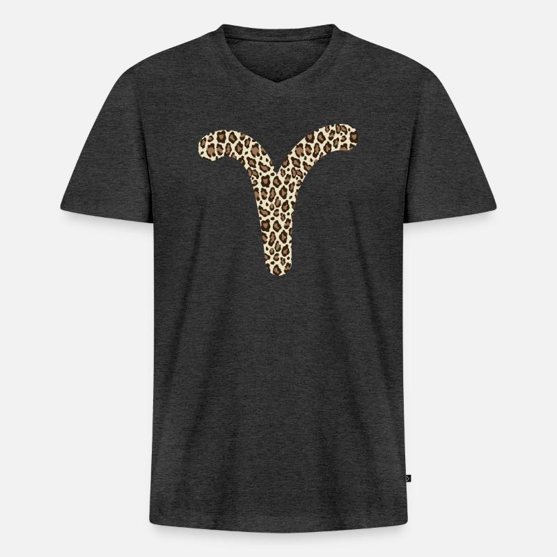 Sternzeichen Widder - Männer Premium Bio T-Shirt mit V-Ausschnitt - Anthrazit meliert