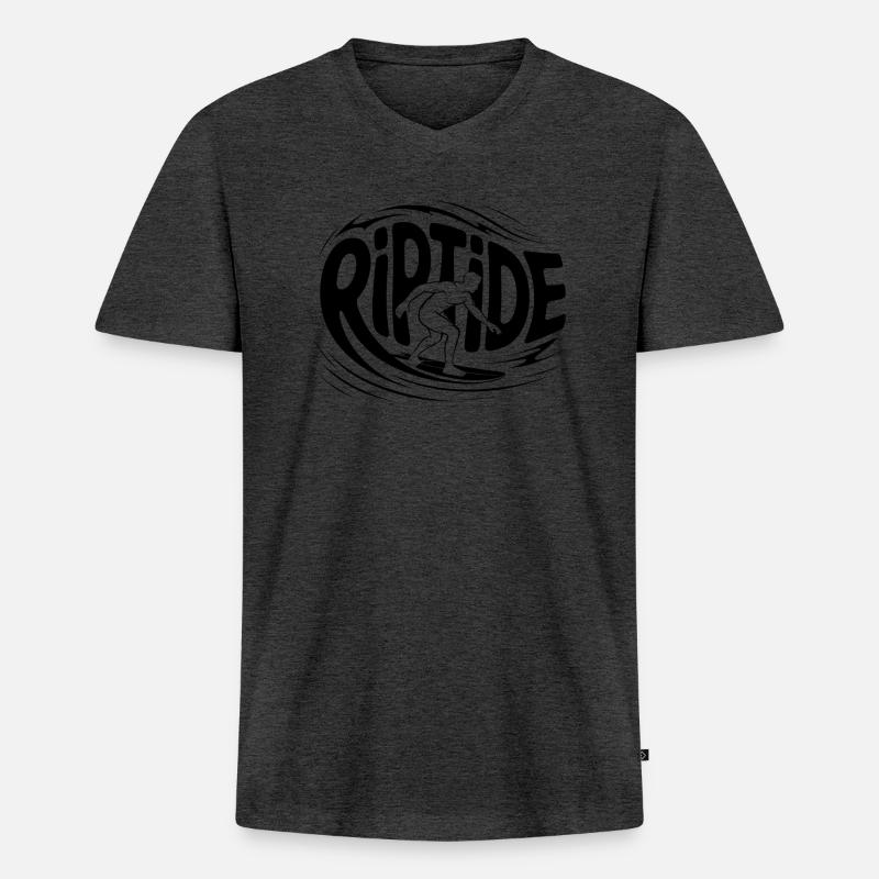 Riptide - Cooles Surfer-Logo - Männer Premium Bio T-Shirt mit V-Ausschnitt - Anthrazit meliert