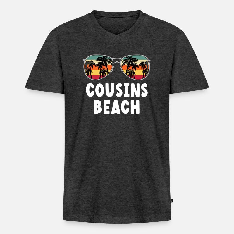 Cousins Beach - Männer Premium Bio T-Shirt mit V-Ausschnitt - Anthrazit meliert