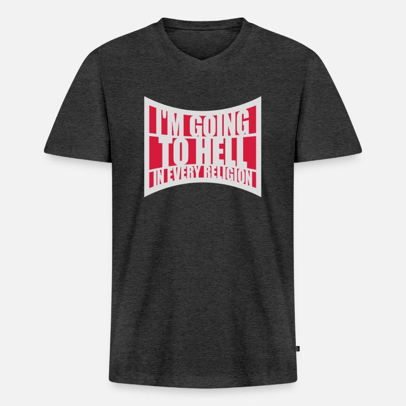 im going to hell - Männer Premium Bio T-Shirt mit V-Ausschnitt - Anthrazit meliert
