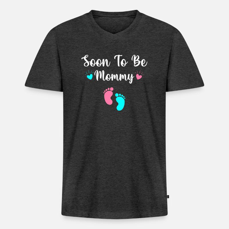 Bald Mama werden - Männer Premium Bio T-Shirt mit V-Ausschnitt - Anthrazit meliert