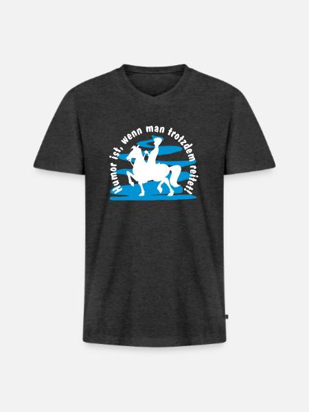 Reiten: Humor ist ... - Männer Premium Bio T-Shirt mit V-Ausschnitt - Anthrazit meliert