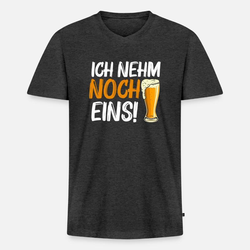 Ich nehm noch eins! - Männer Premium Bio T-Shirt mit V-Ausschnitt - Anthrazit meliert