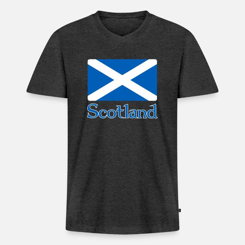 Schottland Flagge mit Text - Männer Premium Bio T-Shirt mit V-Ausschnitt - Anthrazit meliert