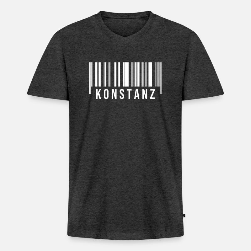 Schwabe Strichcode Konstanz - Männer Premium Bio T-Shirt mit V-Ausschnitt - Anthrazit meliert