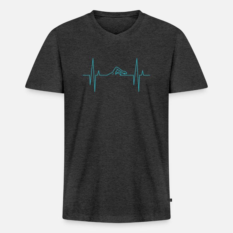Der Schwimmer - Männer Premium Bio T-Shirt mit V-Ausschnitt - Anthrazit meliert