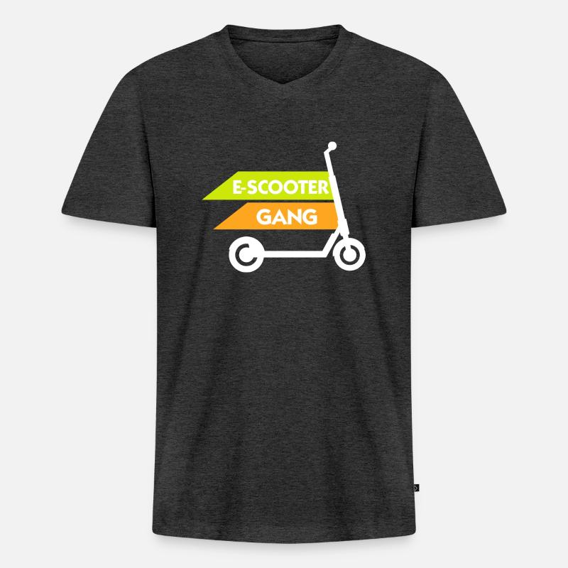 E-Scooter Roller - Männer Premium Bio T-Shirt mit V-Ausschnitt - Anthrazit meliert