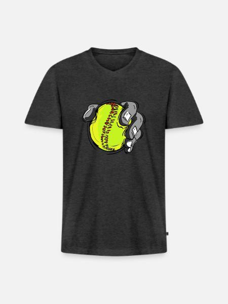 Tennis Aufschlag - Männer Premium Bio T-Shirt mit V-Ausschnitt - Anthrazit meliert