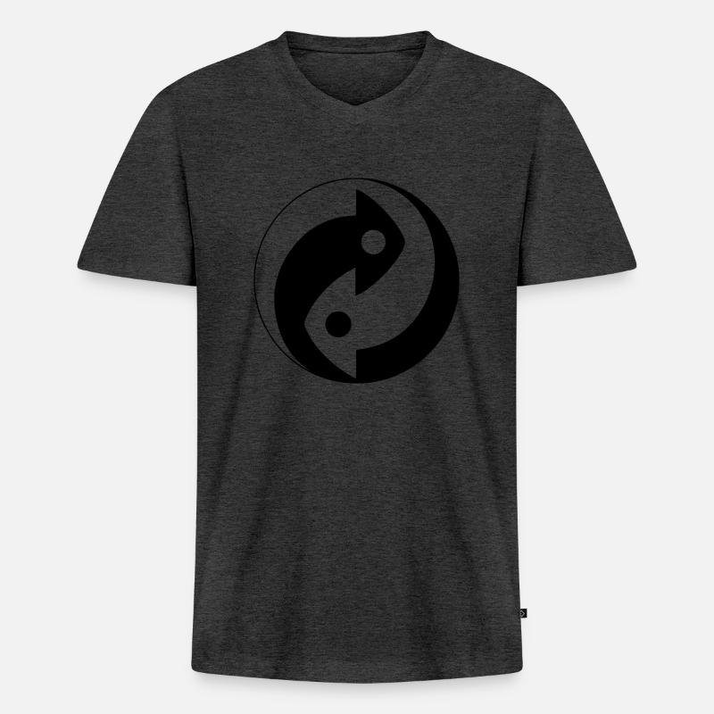 Ying und Yang mal anders - Männer Premium Bio T-Shirt mit V-Ausschnitt - Anthrazit meliert