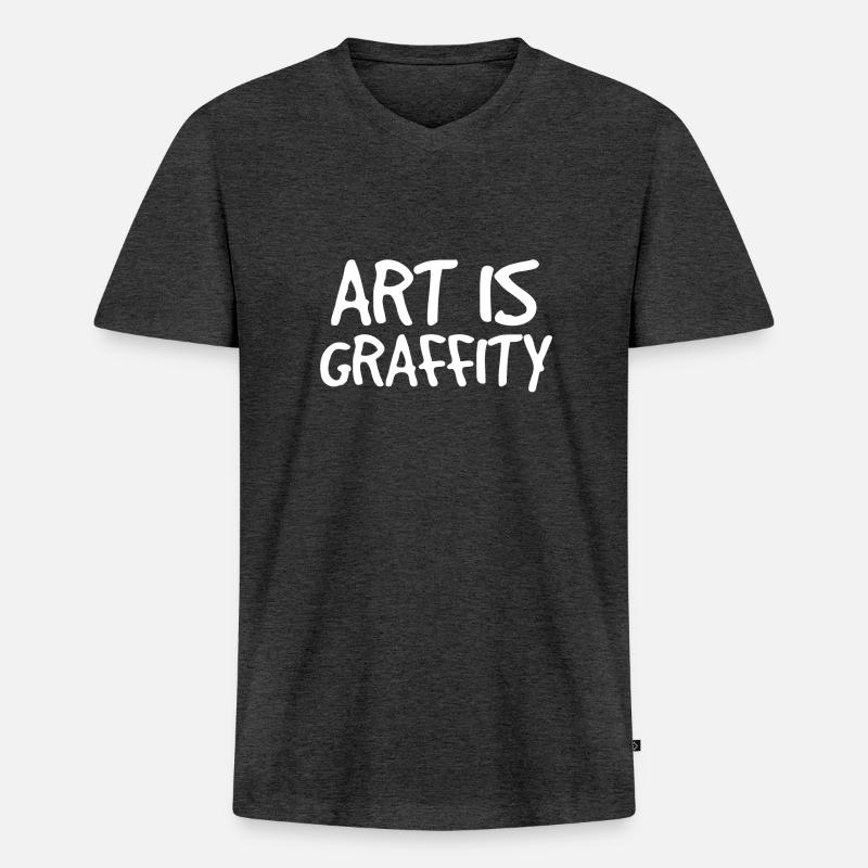 ART is Graffity Graffiti - Männer Premium Bio T-Shirt mit V-Ausschnitt - Anthrazit meliert