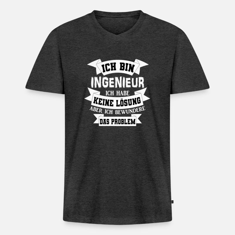 Ingenieur Geschenkidee - Männer Premium Bio T-Shirt mit V-Ausschnitt - Anthrazit meliert