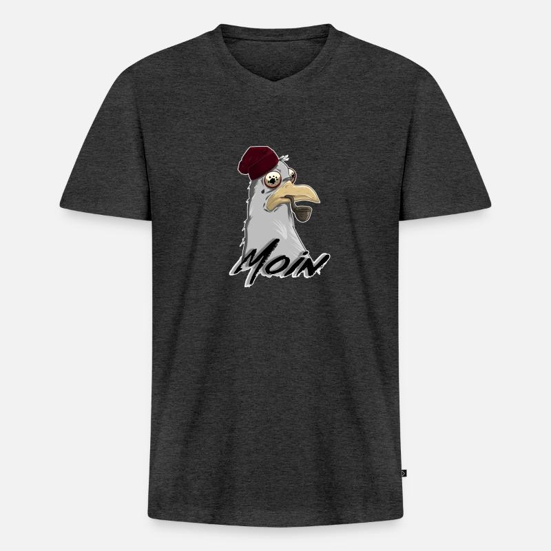 Möwe - Männer Premium Bio T-Shirt mit V-Ausschnitt - Anthrazit meliert