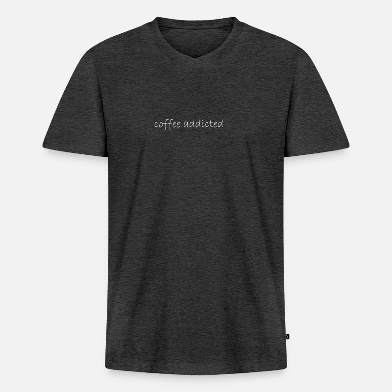 Kaffeeliebhaber Kaffeefan Geschenk Geschenkidee - Männer Premium Bio T-Shirt mit V-Ausschnitt - Anthrazit meliert