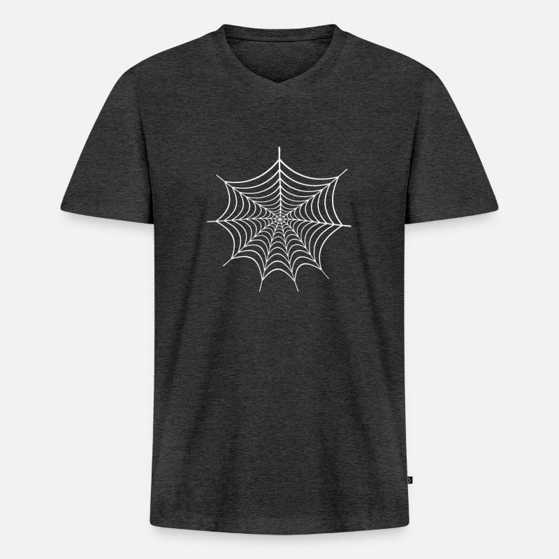 Spider Web - Comic-Geschenk Spiderman Spinnennetz - Männer Premium Bio T-Shirt mit V-Ausschnitt - Anthrazit meliert