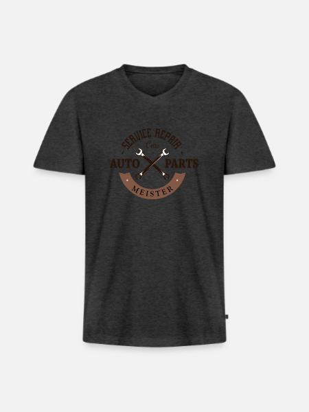 Meister Kfz - Männer Premium Bio T-Shirt mit V-Ausschnitt - Anthrazit meliert