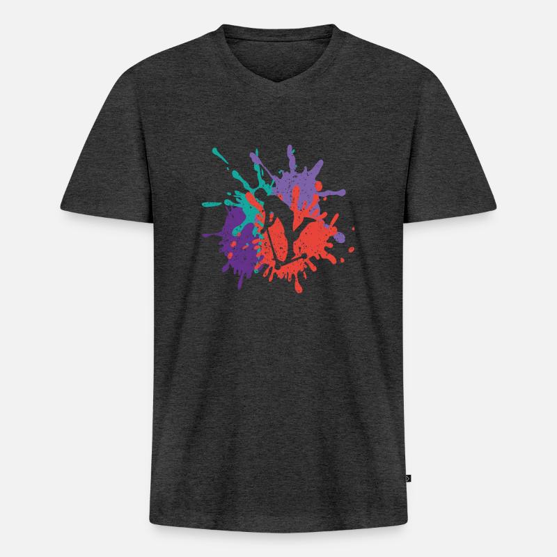 Roller Stunt Kunst Hobby Geschenk - Männer Premium Bio T-Shirt mit V-Ausschnitt - Anthrazit meliert