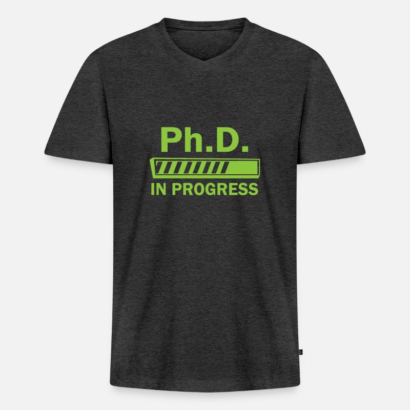 Phd in progress Abschluss Geschenk - Männer Premium Bio T-Shirt mit V-Ausschnitt - Anthrazit meliert