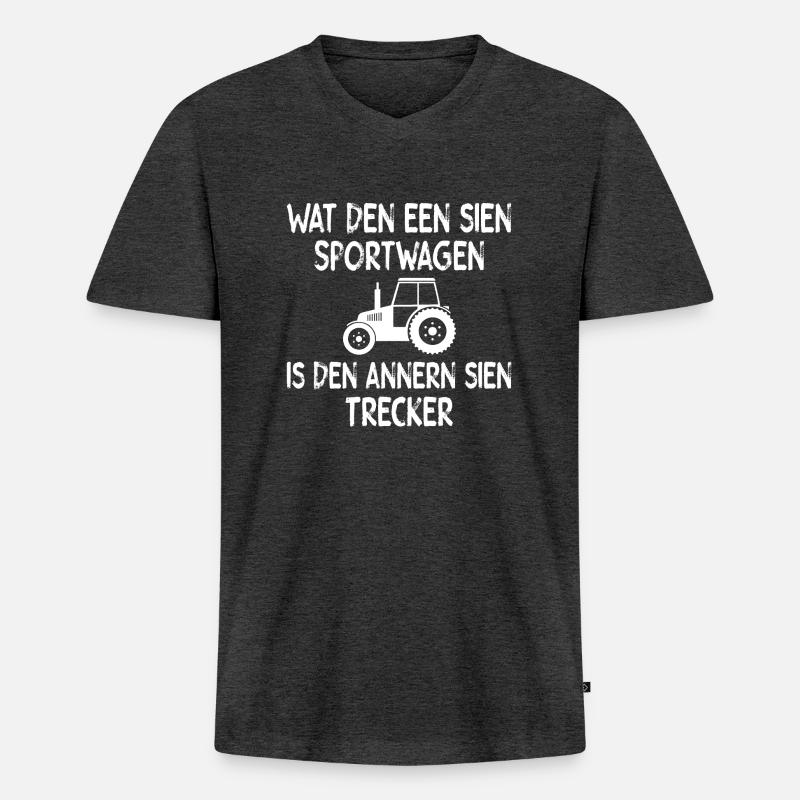 Der Trecker - Männer Premium Bio T-Shirt mit V-Ausschnitt - Anthrazit meliert