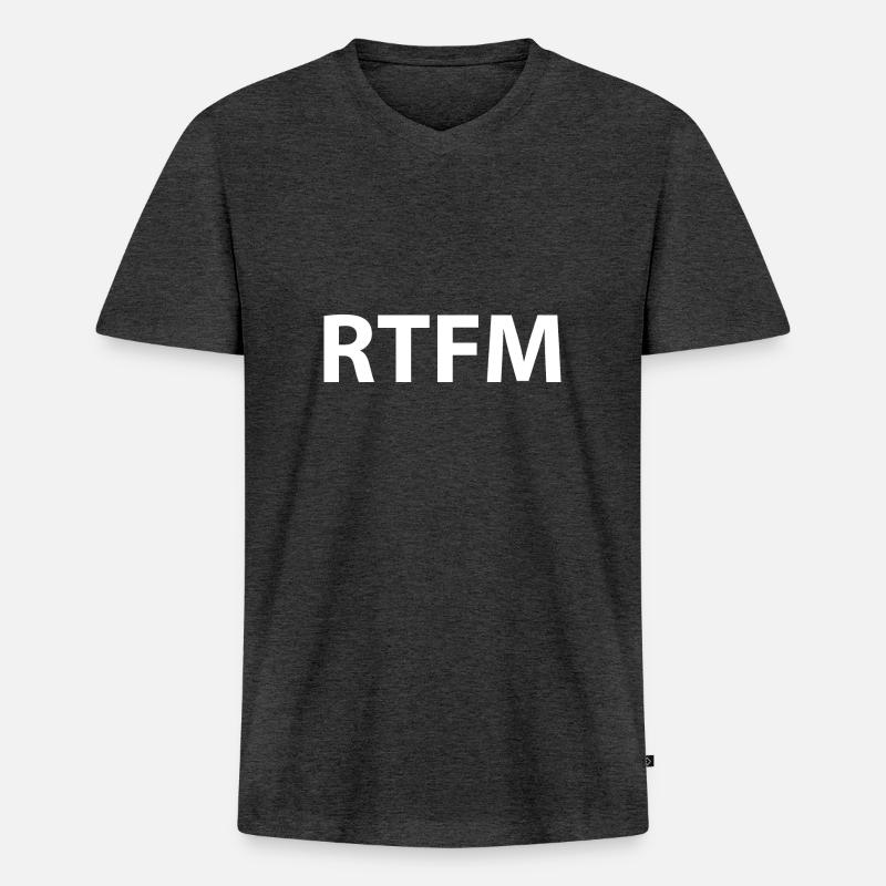 Rtfm Programming Informatik Geschenk - Männer Premium Bio T-Shirt mit V-Ausschnitt - Anthrazit meliert