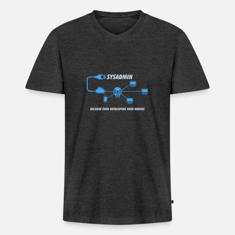 Sysadmin Programming Computer Science Gift - Men's Premium Organic T-shirt with V-neck - heather anthracite