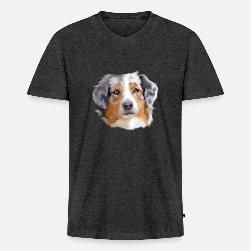 australian shepherd - Maglietta ecologica premium da uomo con scollo a V - antracite melange