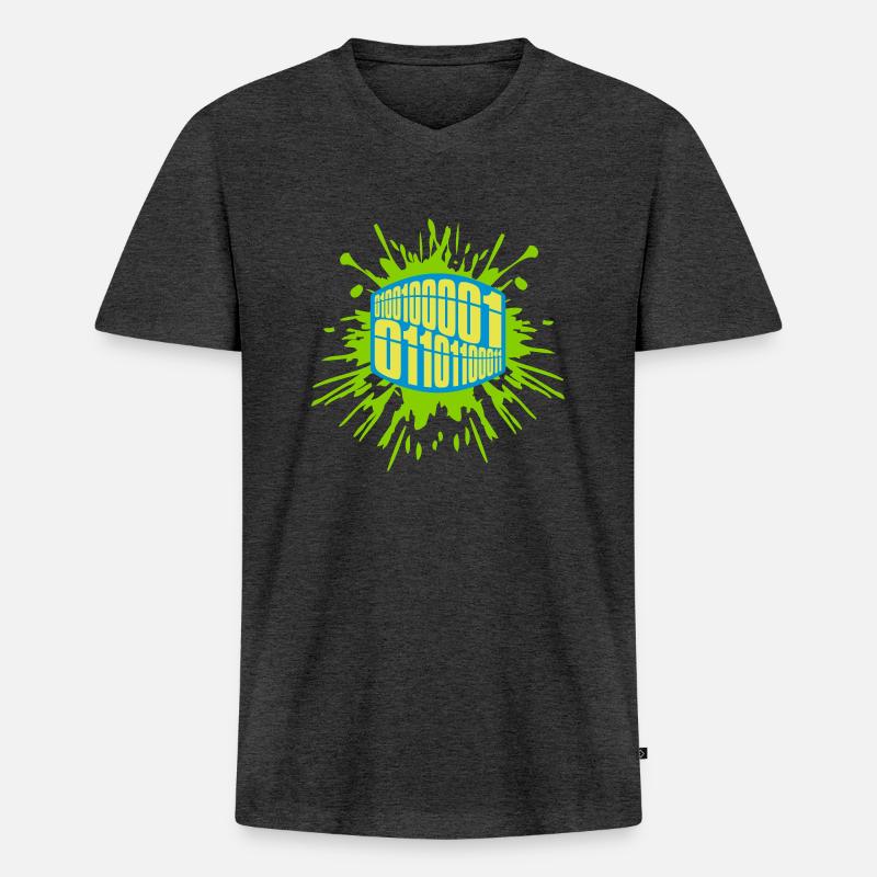 Binär Code Programm Sprache - Männer Premium Bio T-Shirt mit V-Ausschnitt - Anthrazit meliert