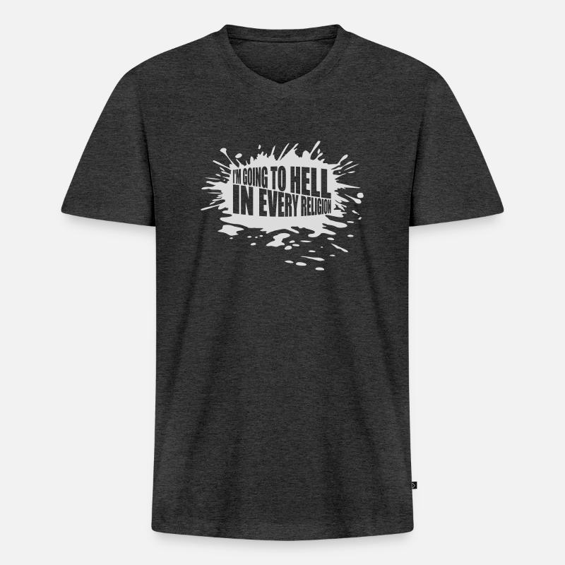 im going to hell - Männer Premium Bio T-Shirt mit V-Ausschnitt - Anthrazit meliert
