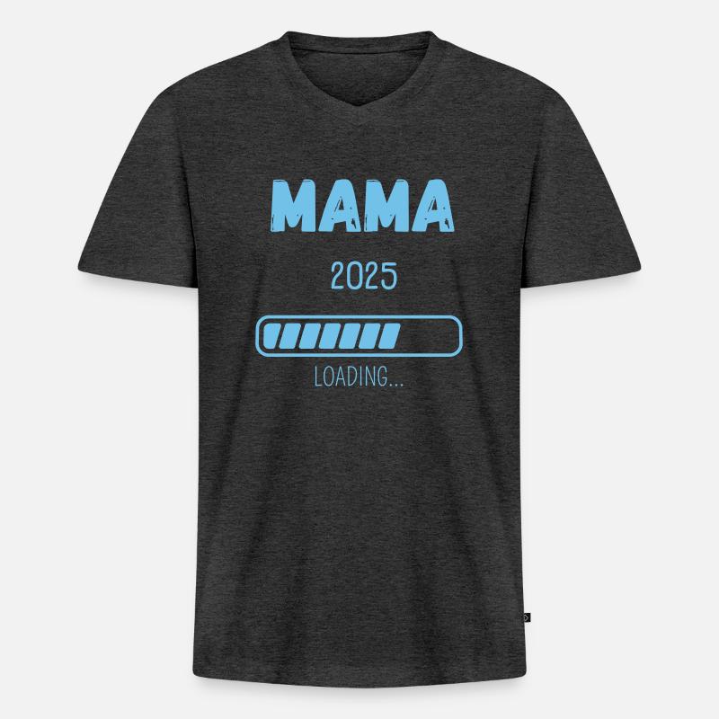 MAMA 2025 LOADING... - Männer Premium Bio T-Shirt mit V-Ausschnitt - Anthrazit meliert