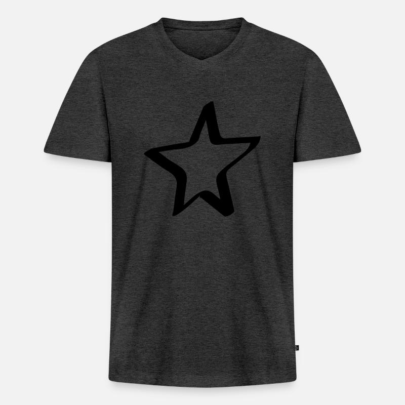 Comic Stern/Sterne - gemalt, gezeichnet, Comicstil - Männer Premium Bio T-Shirt mit V-Ausschnitt - Anthrazit meliert