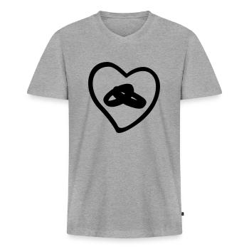 Ring, wedding - anneaux de mariage - T-shirt encolure en V Premium bio Homme - gris chiné - Devant